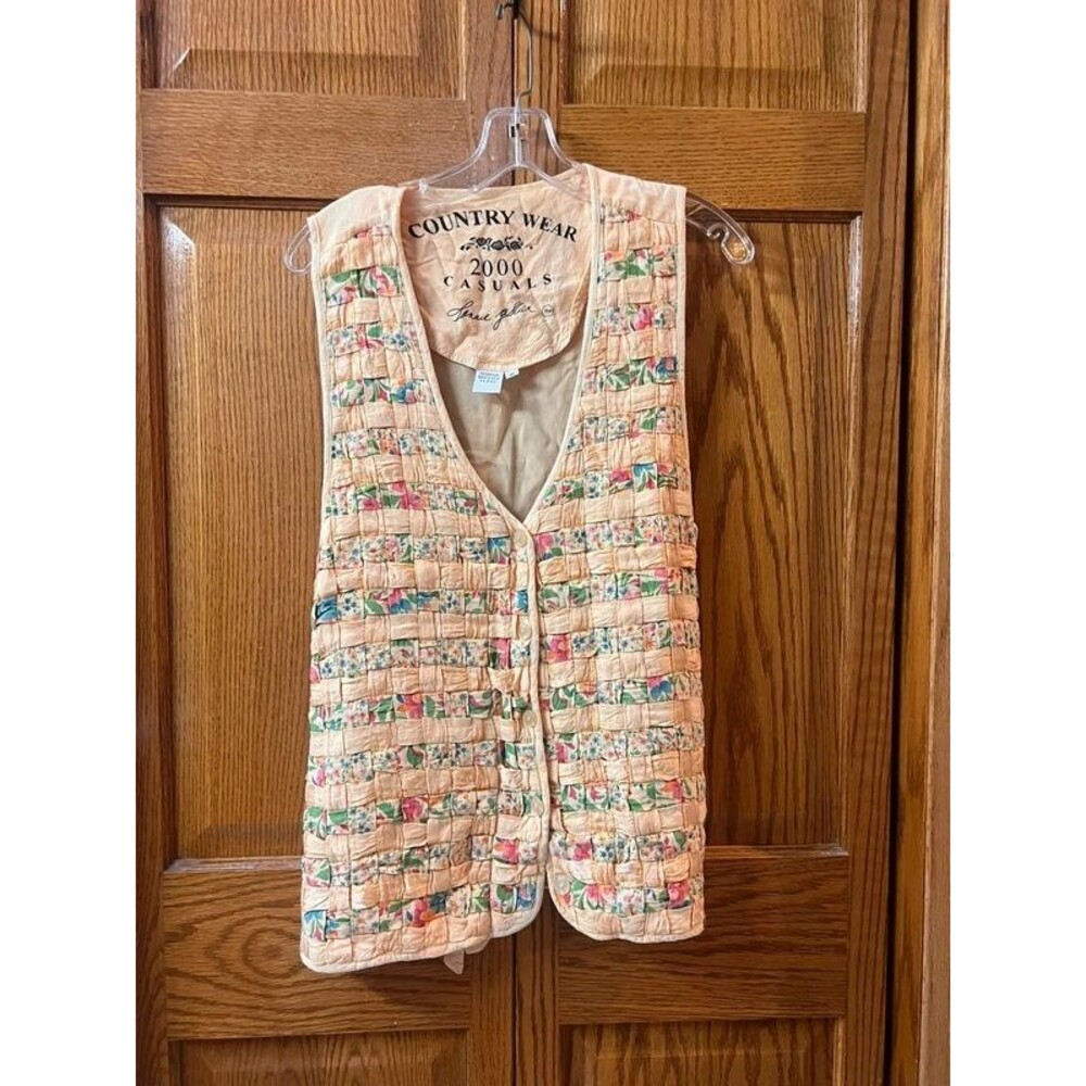 Vintage Country Wear 2000 Casuals Women’s M Floral Woven Patchwork Vest Y2K